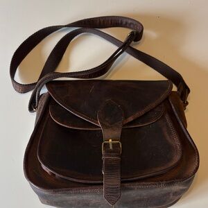Brown Leather Crossbody Messenger Bag
